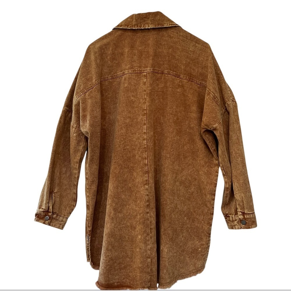 She + Sky Brown Corduroy Shacket Distressed Snake Print NWT L - Picture 4 of 9